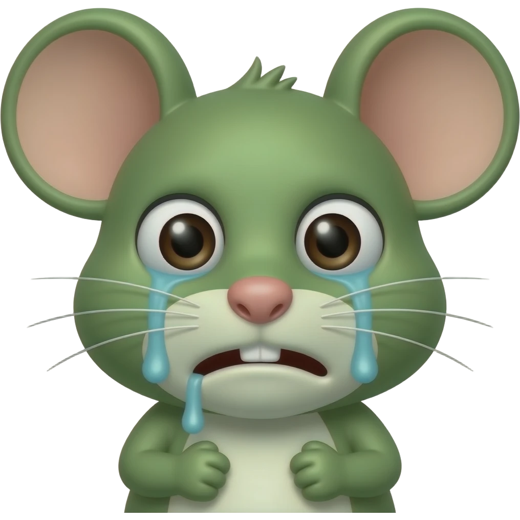 A little green mouse is staring at us with a disgusted look on its face; it feels like throwing up. emoji