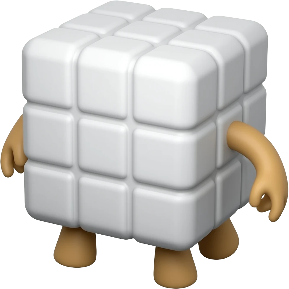 A cube with legs with no arms emoji