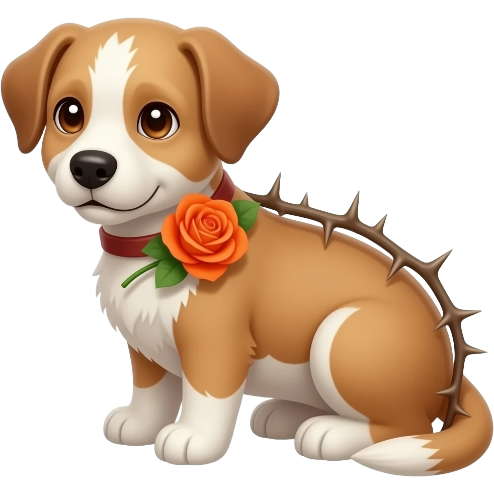 Puppy with orange roses and thorns emoji