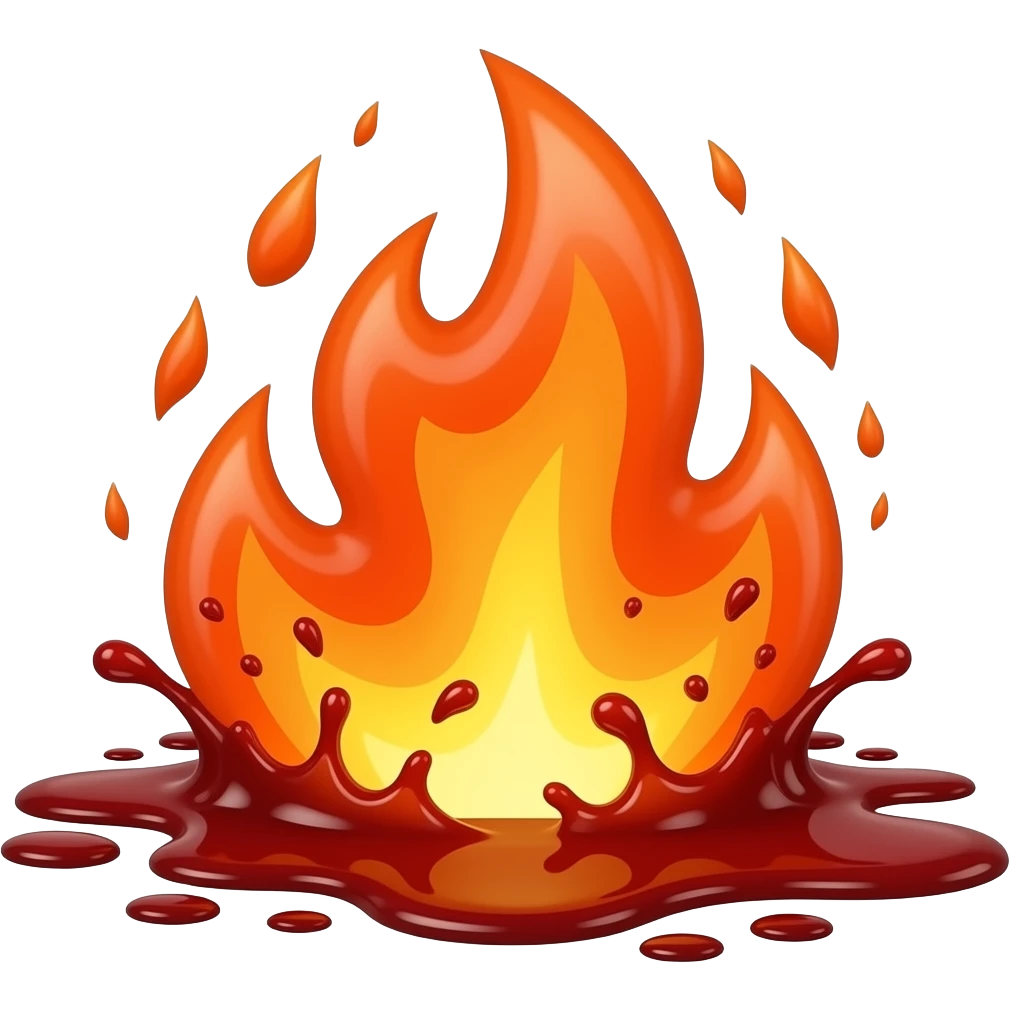 Liquid fire from blood emoji