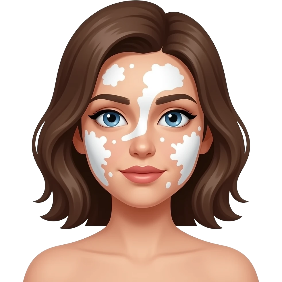 Woman with white paint splatter covering her face emoji