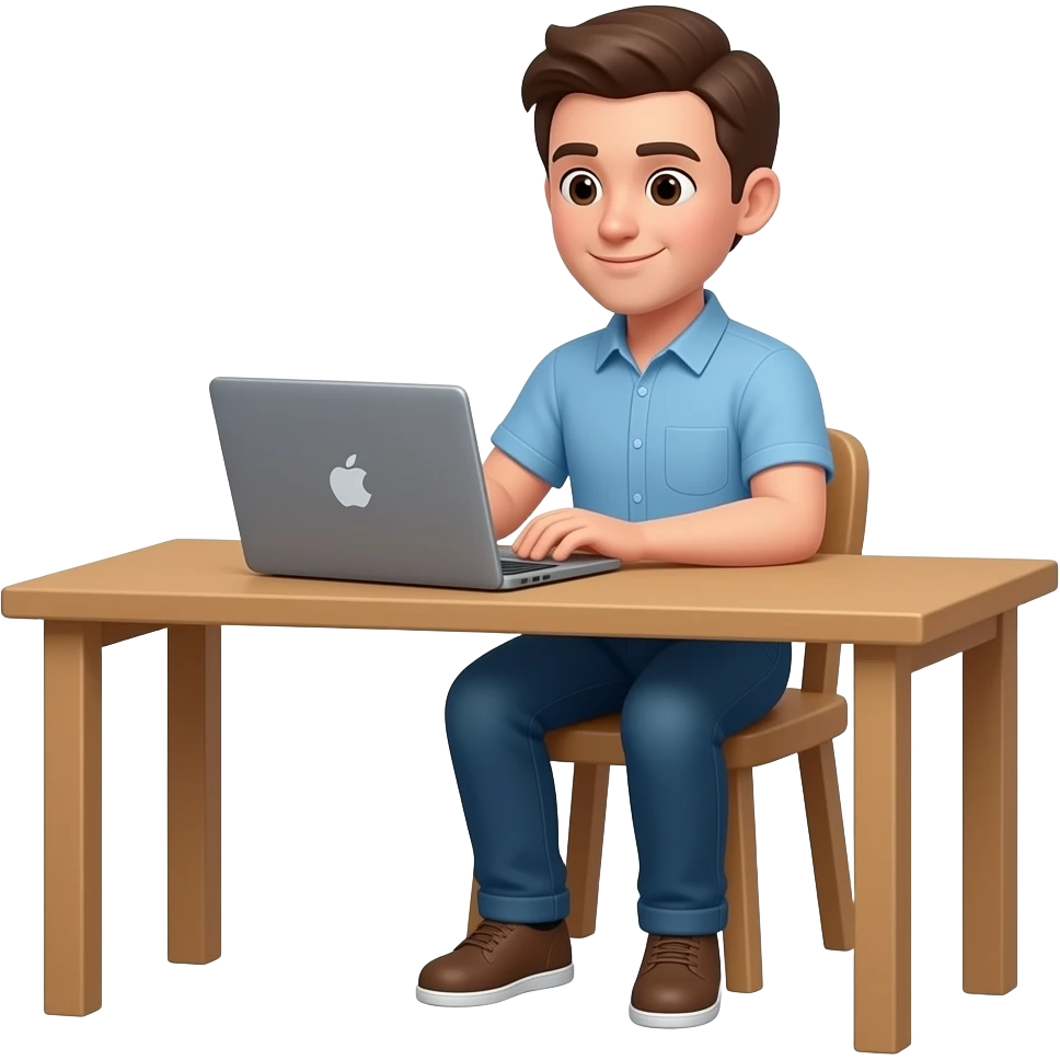a guy sitting at home at the desk emoji