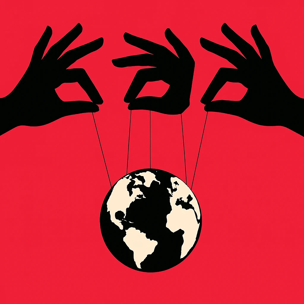 Сгенерируй тоже самое, только три одинаковые такие руки держат так же на веревка планету emoji