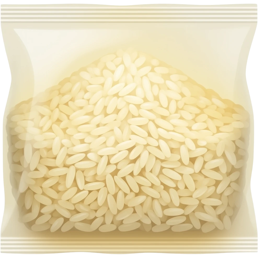 packet of rice in the packet at the food's store emoji