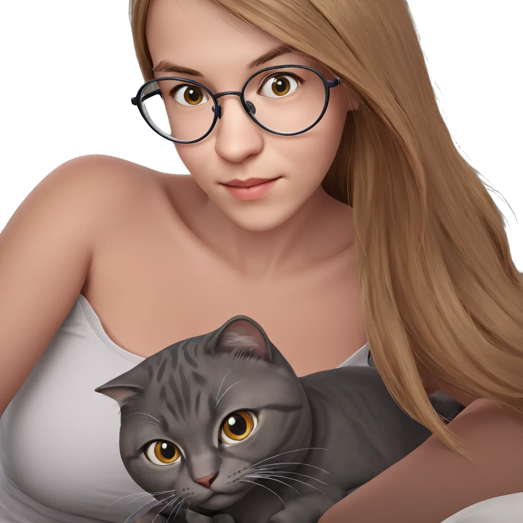 girl with cat and glasses emoji