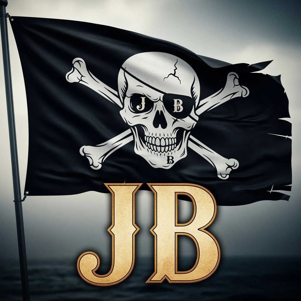 Сделай буквы JB с пиратским флагом emoji