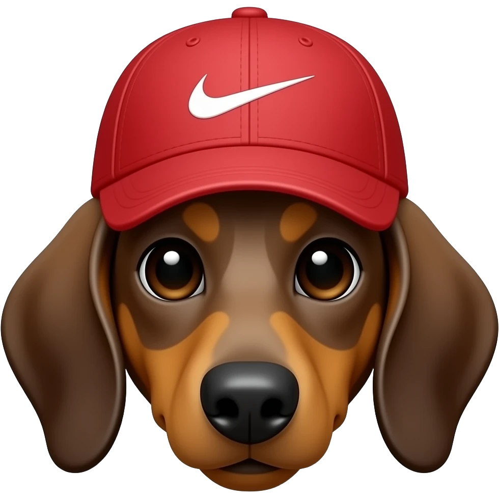 Cara de perro salchicha con gorra Nike roja emoji