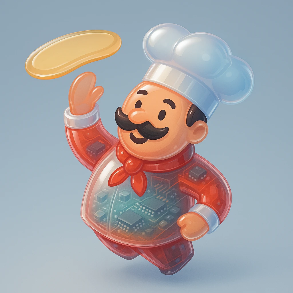 smiling Italian chef spinning pizza dough emoji