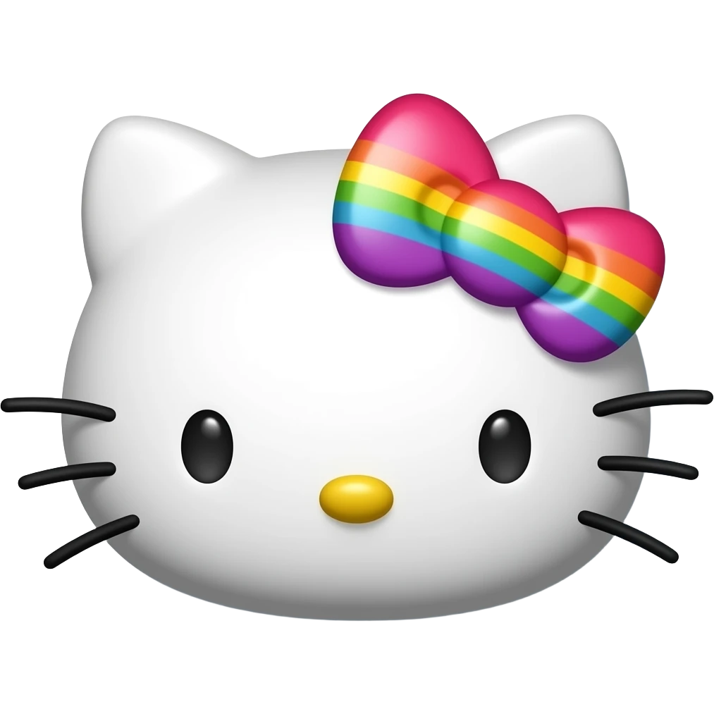 hello kitty face 3d raimbow shadow emoji