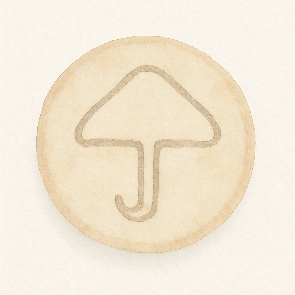 watercolor style dalgona candy with umbrella shape, inspired by Squid Game emoji