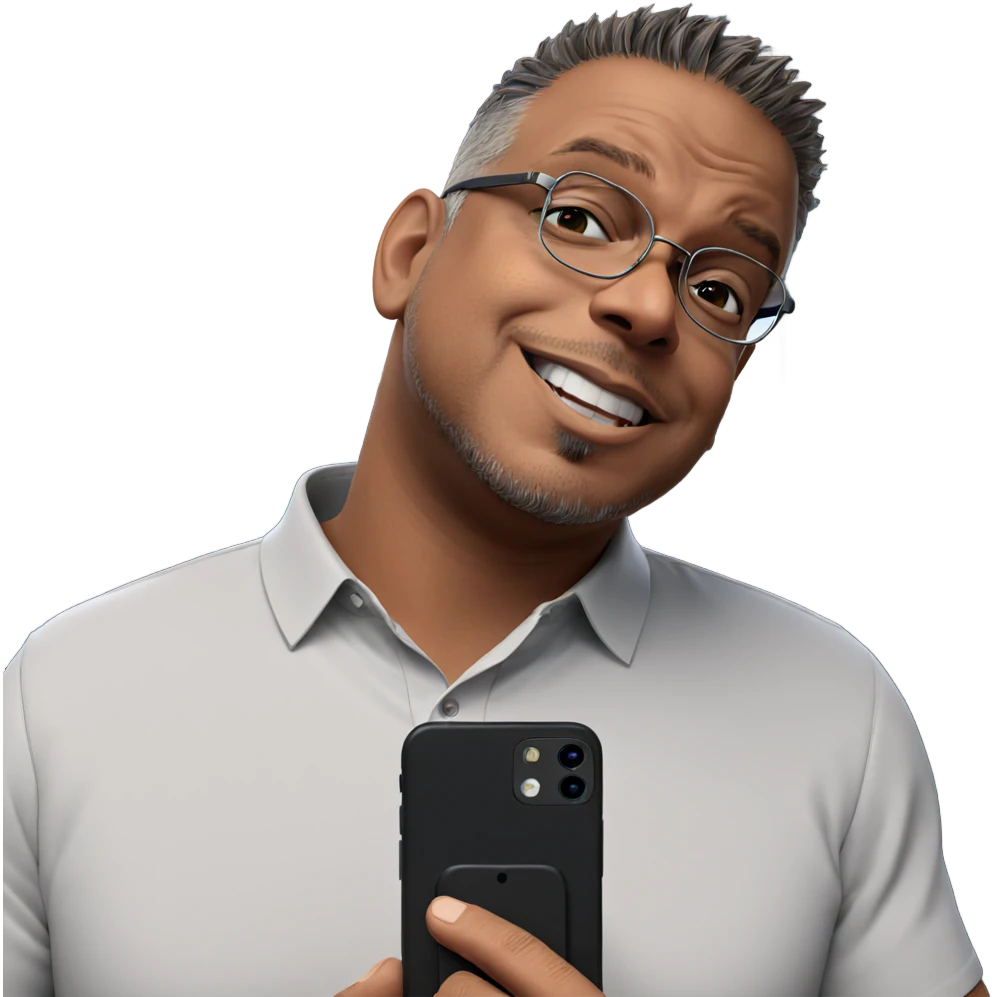 casual male with phone emoji