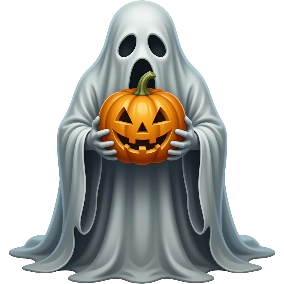 Haunting ghost realistic eating golding halloween pumpkin Fantasy emoji