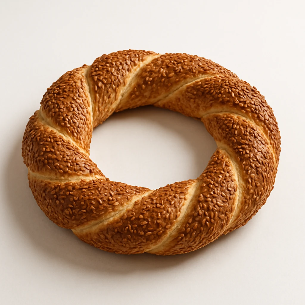 a simit, the Turkish sesame bread ring, realistic style, white background emoji
