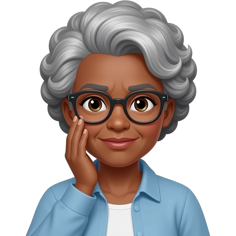 66 year old african american woman in glasses with tapered salt and pepper afro face palming emoji