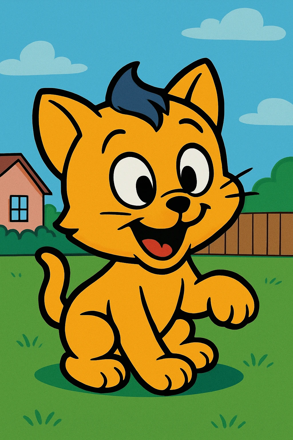 baby cat in 1999 cartoon style, bright colors, big eyes, playful expression emoji