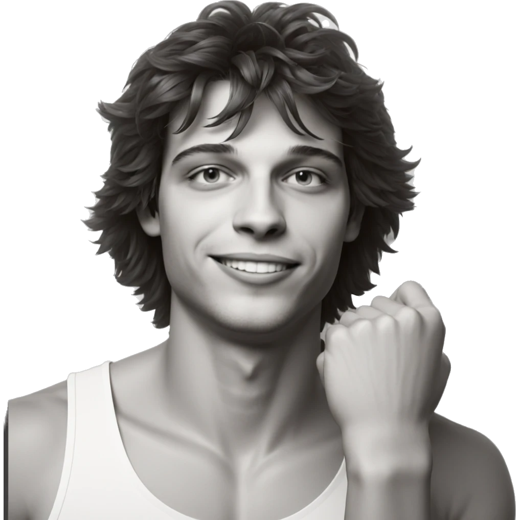 smiling boy in monochrome emoji
