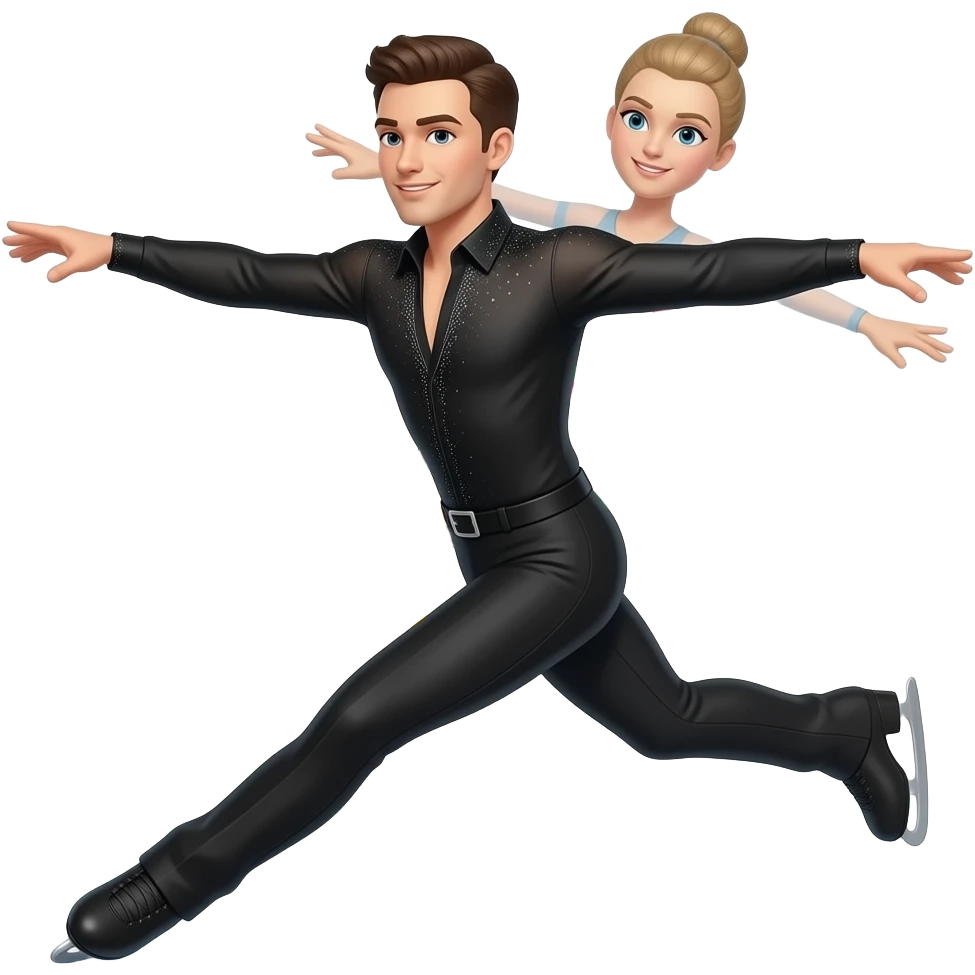 male olympic figure skater wearing black outfit emoji