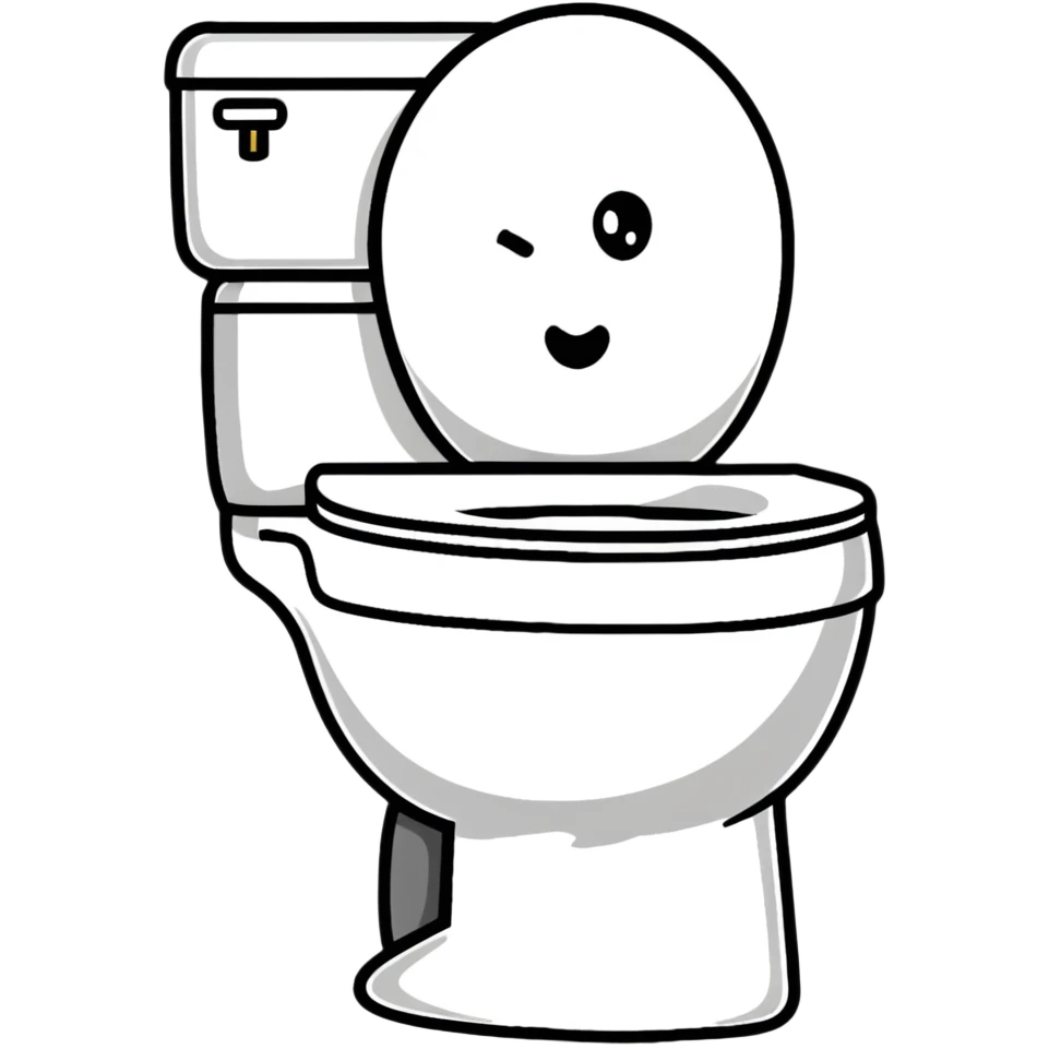 Toilet with a human head visible inside the bowl emoji