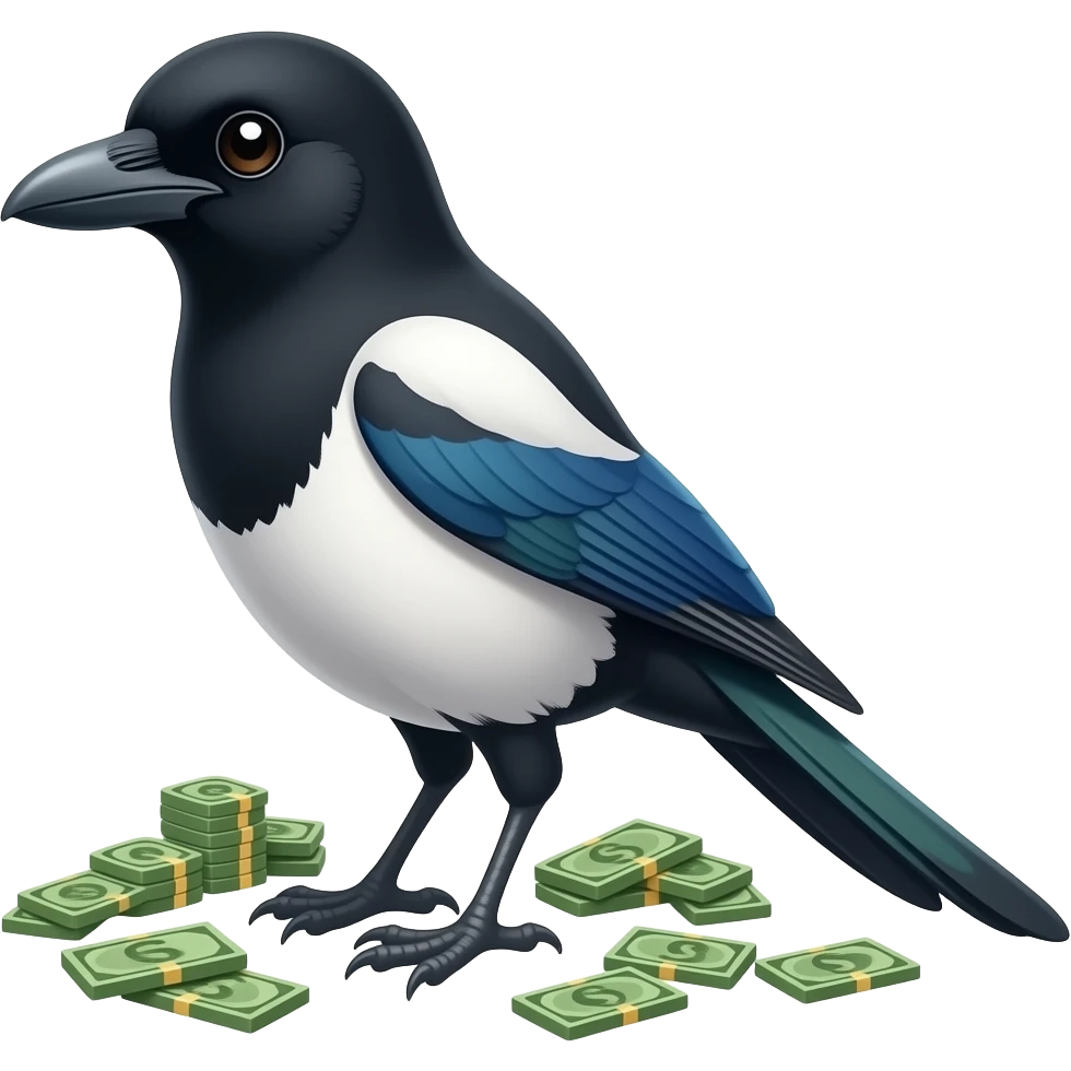 magpie with money emoji