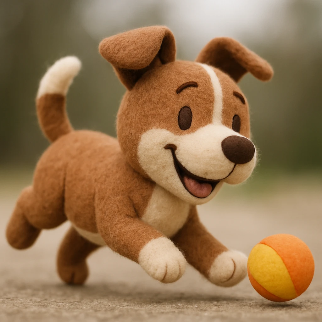 happy dog running after ball emoji