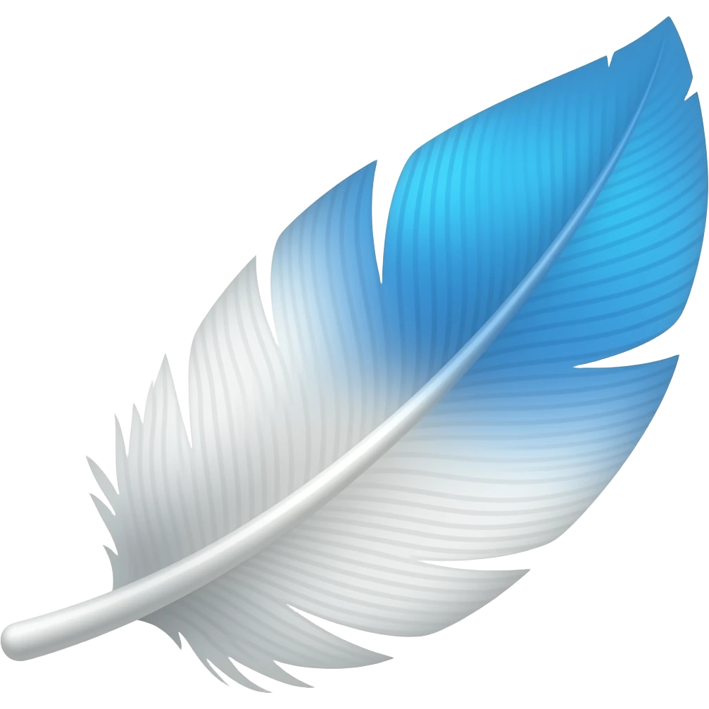 White and blue feather emoji