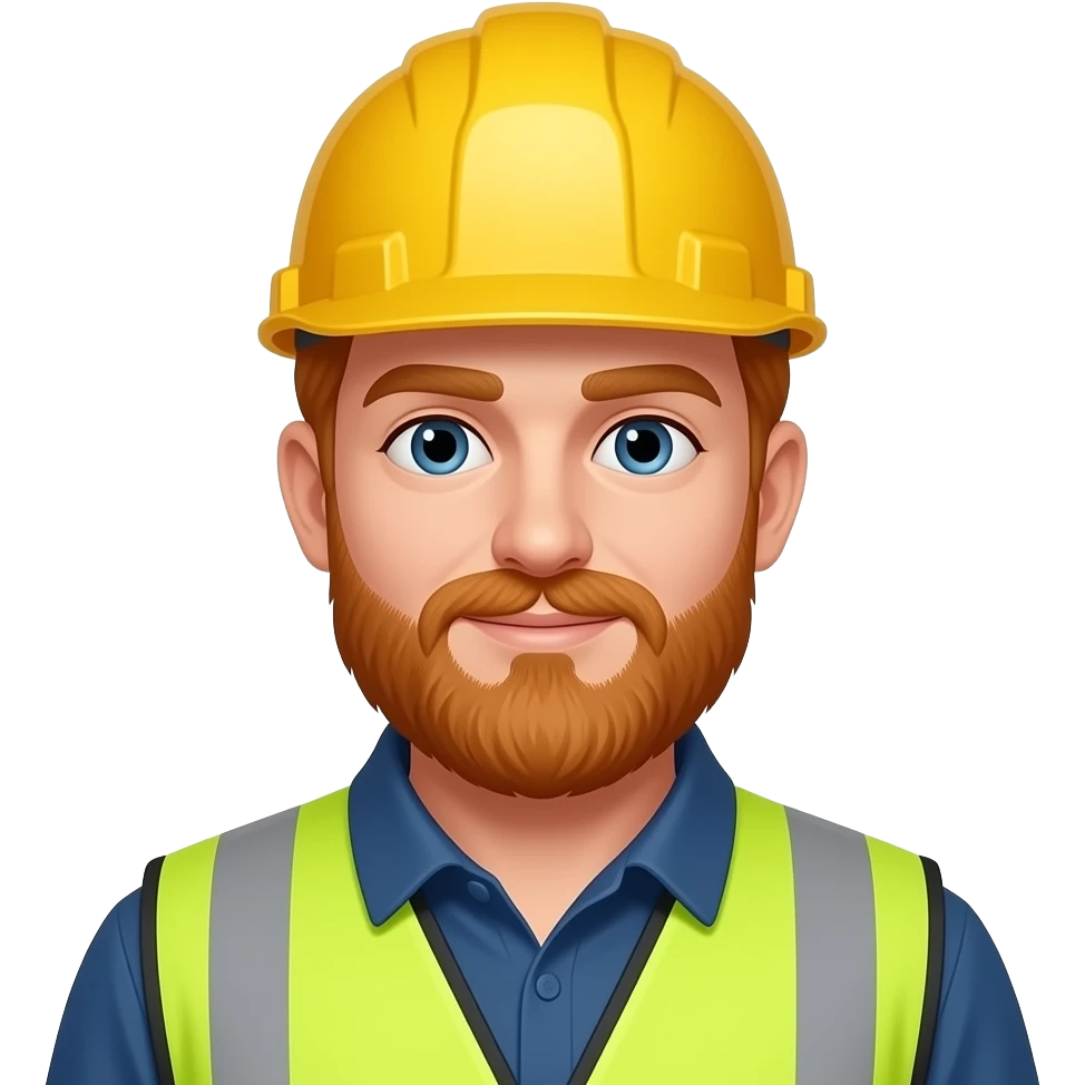 construction worker with beard, ginger haired emoji