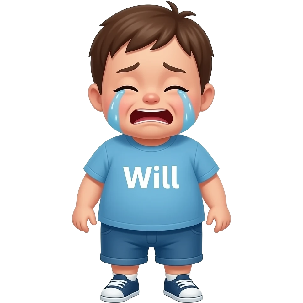 haz un niño que se le vea todo el cuerpo i que sea muy gordo i que en la camiseta ponga Will en letras i aprte que esye llorando emoji