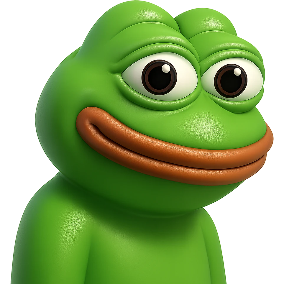 pepe in
- 3d style
- bright green
- smiling
- looking straight at the camera
- good highlights and shadows
- 30deg angled towards the right emoji