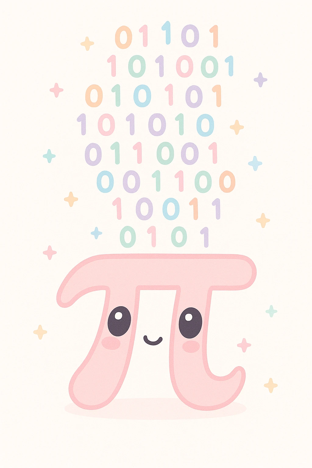  combine the π (pi) math symbol, binary code emerging from it. emoji