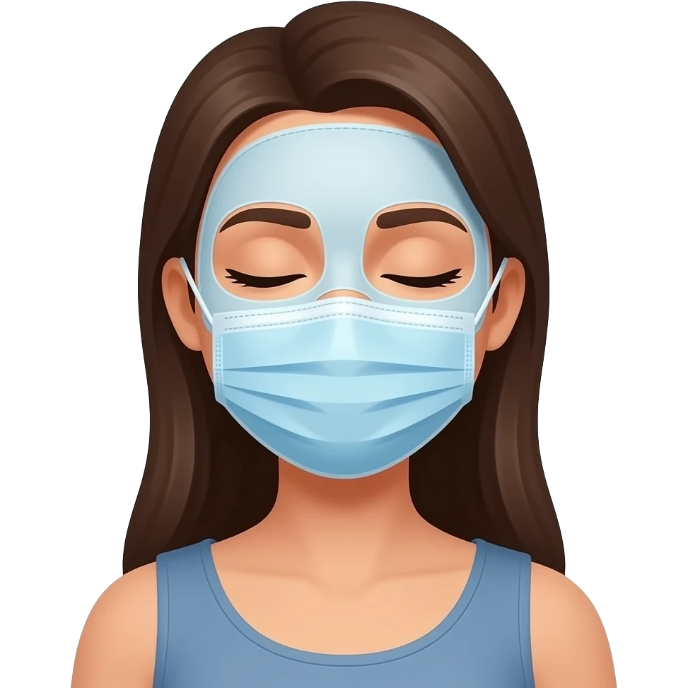 woman with face sheet mask spa beauty relax eyes closed emoji