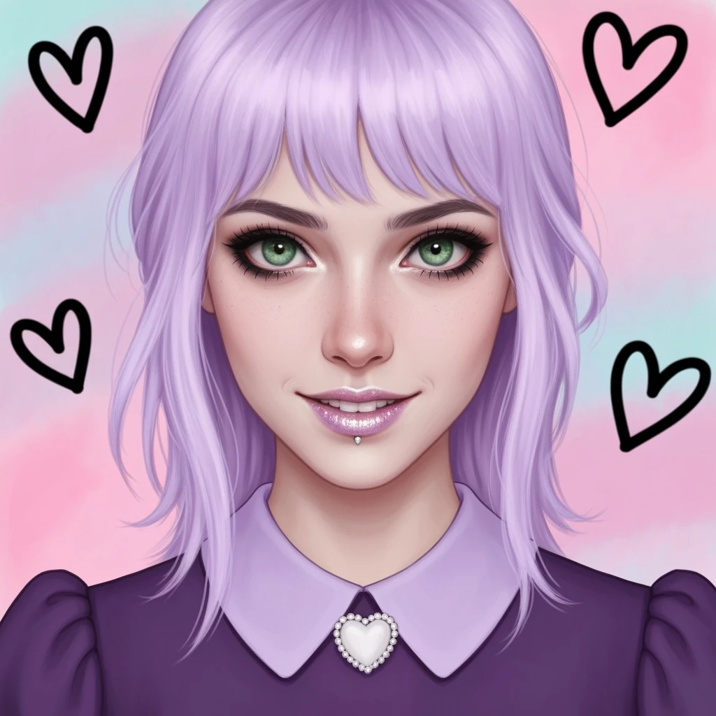 pastel goth profile picture with a heart accent, cute, expressive, minimal emoji