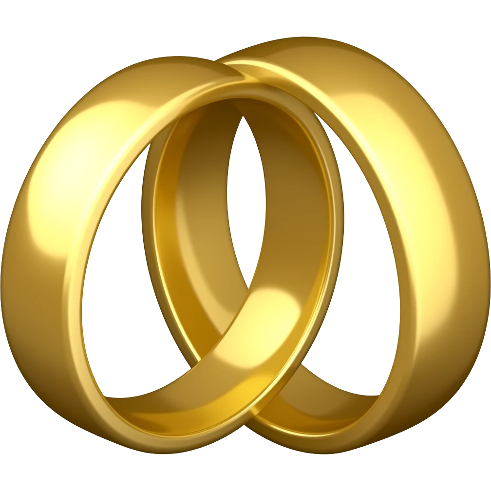 Womens and man's gold ring joined emoji