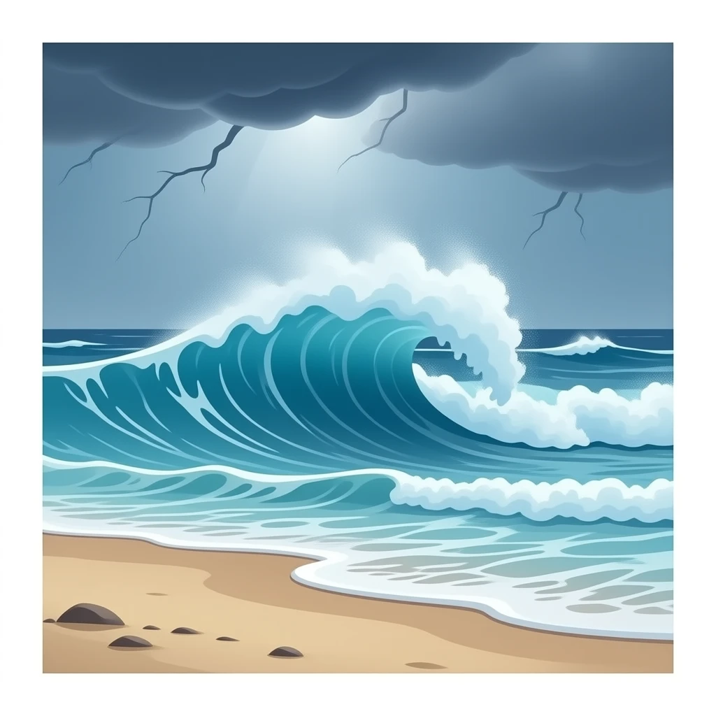 playa con olas gigantes emoji