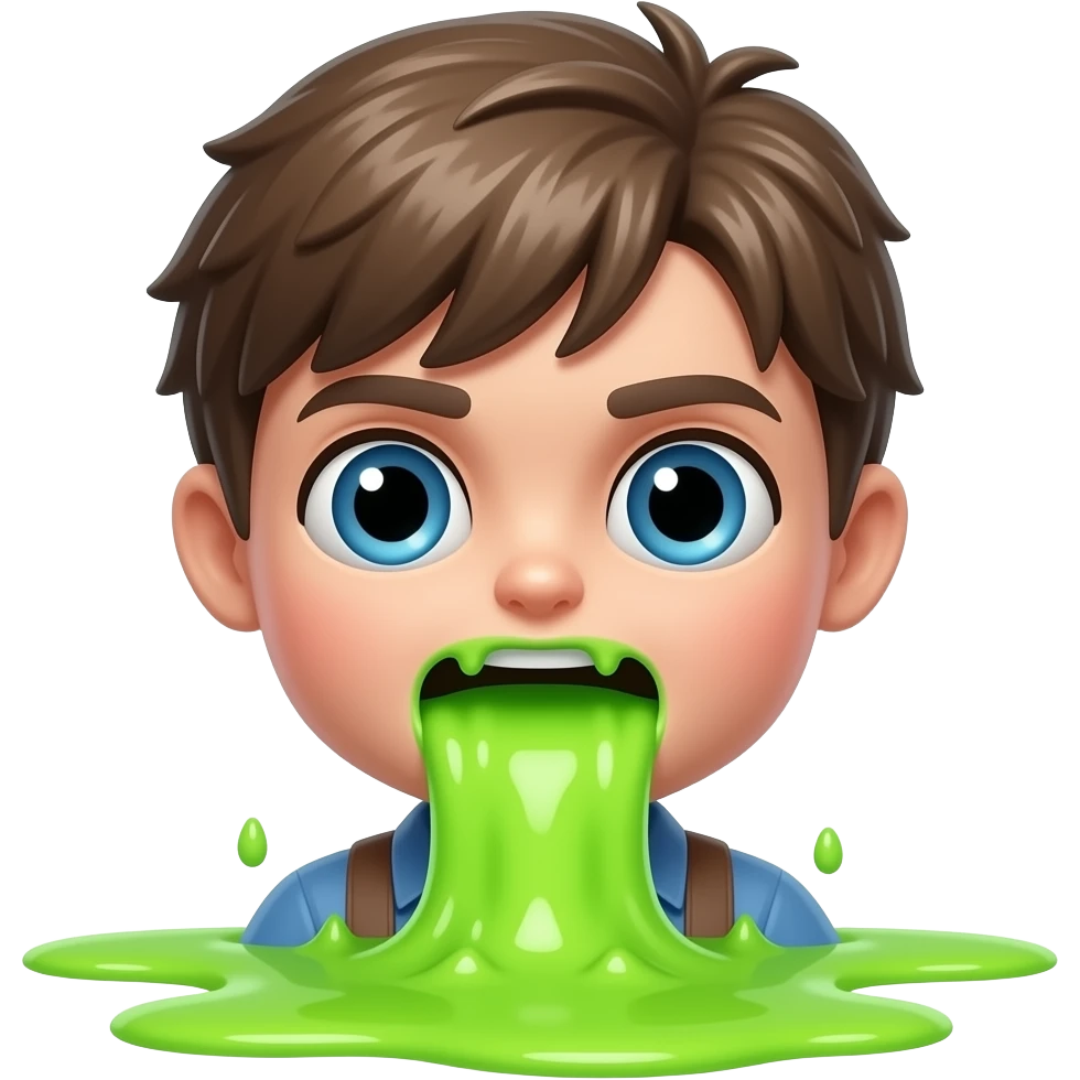 the doll is vomiting neon green emoji