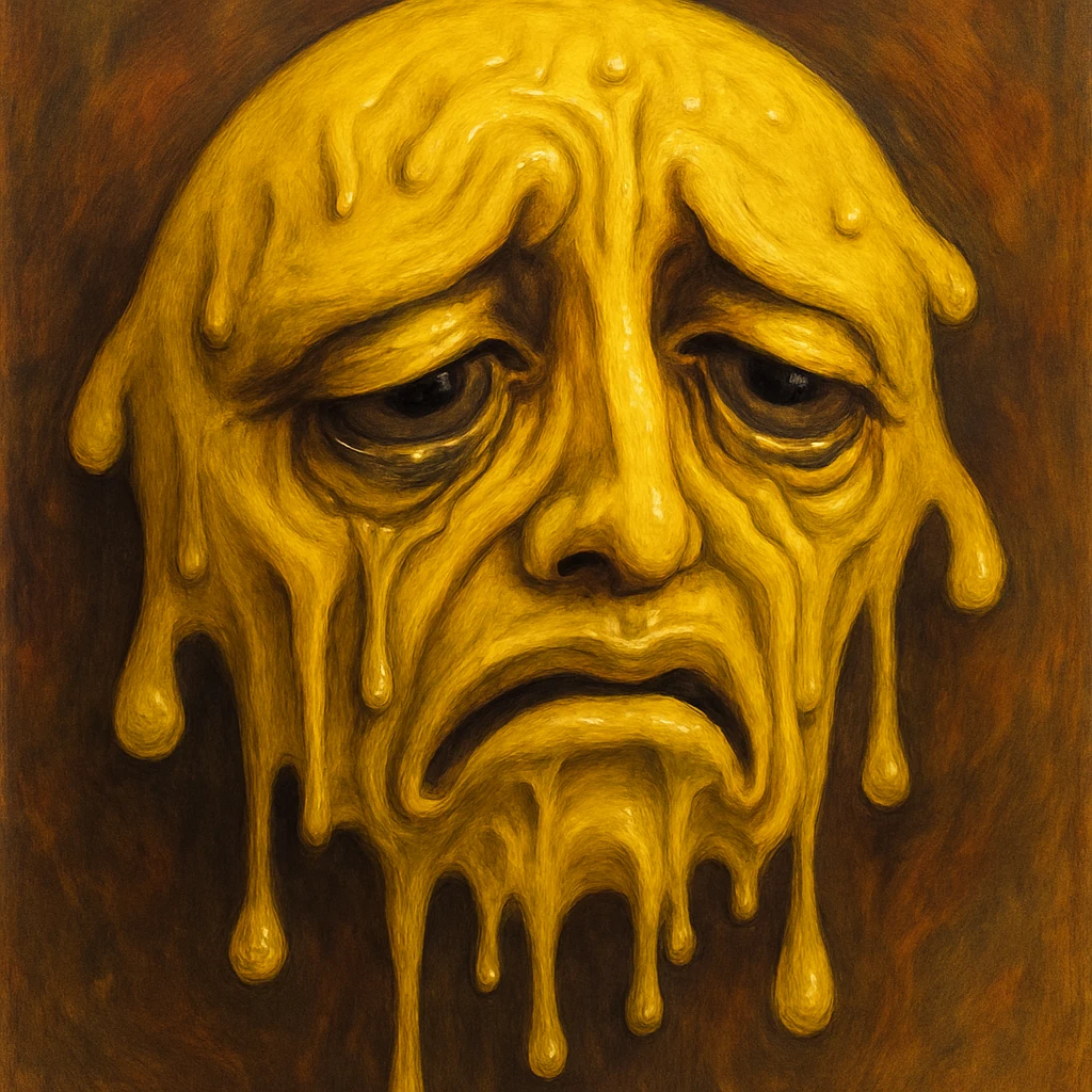 yellow face with melting expression emoji