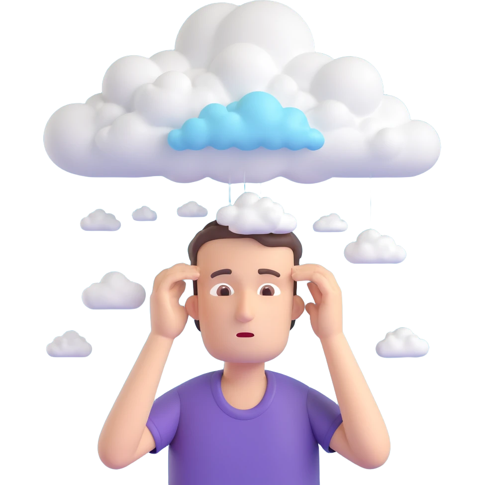 sick man with cloud above his head emoji