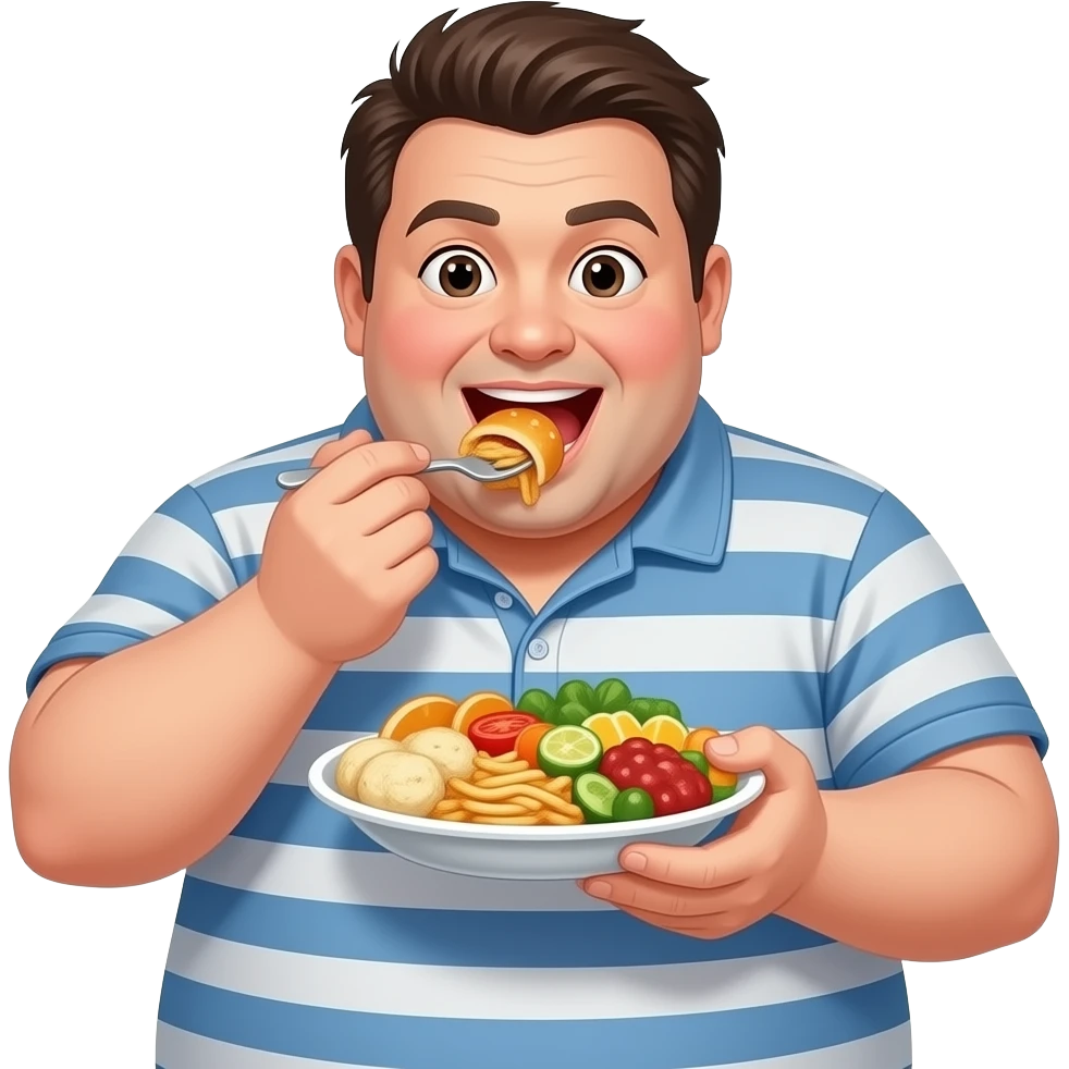 Fat and eating a lot of food emoji