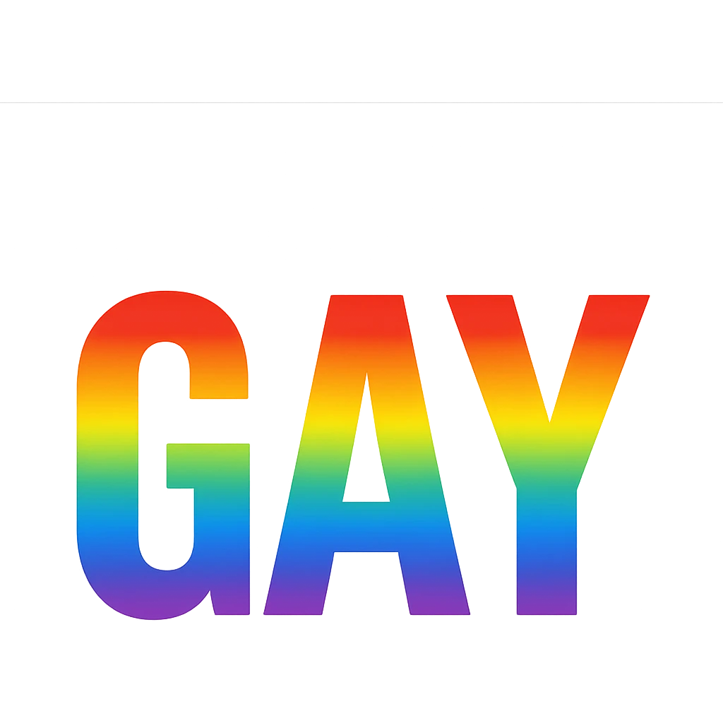 the word GAY with a rainbow gradient fill emoji