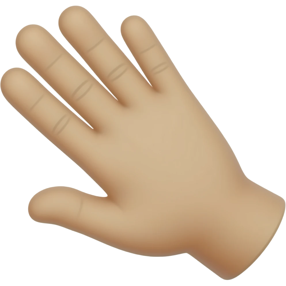 Open hand turned left side flat emoji