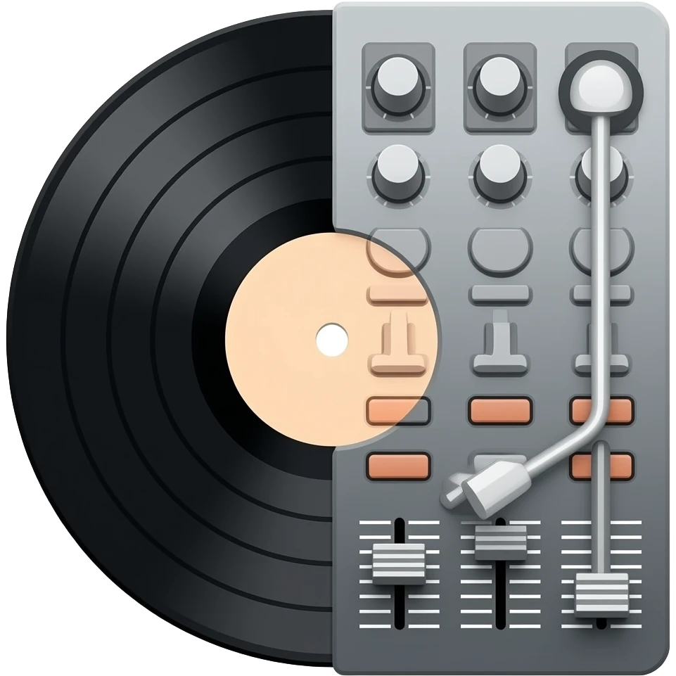 Vinly and a dj mixer fusion emoji