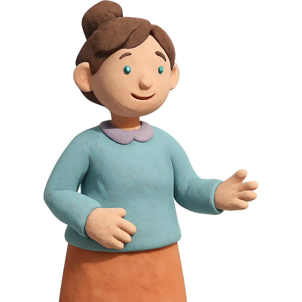 claymation style mom figure with pastel colors emoji