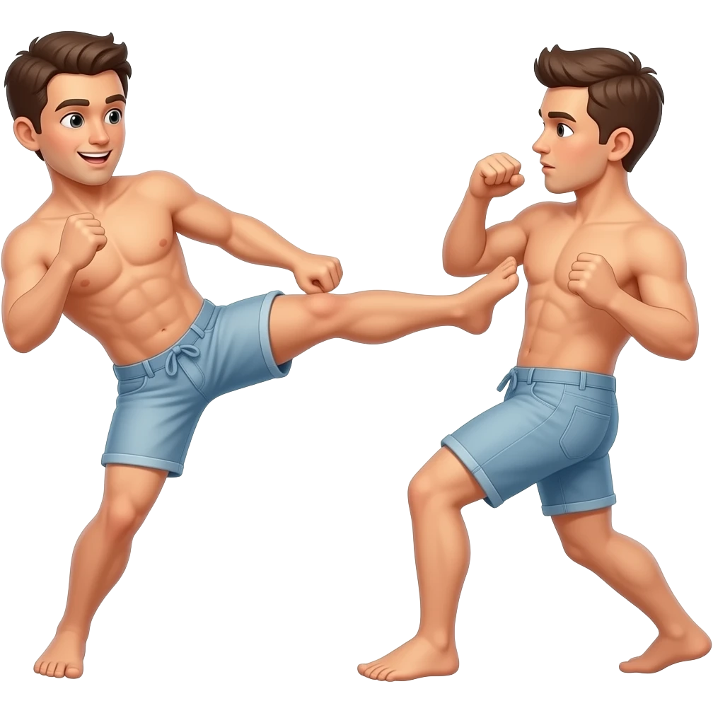 2 man naked kicking ass. emoji