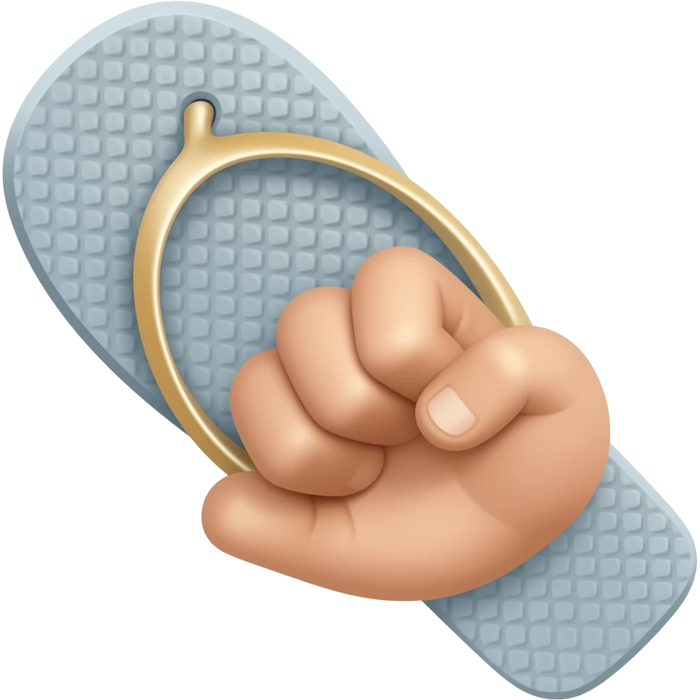 One hand holding tightly  onto a jandal like about to hit emoji