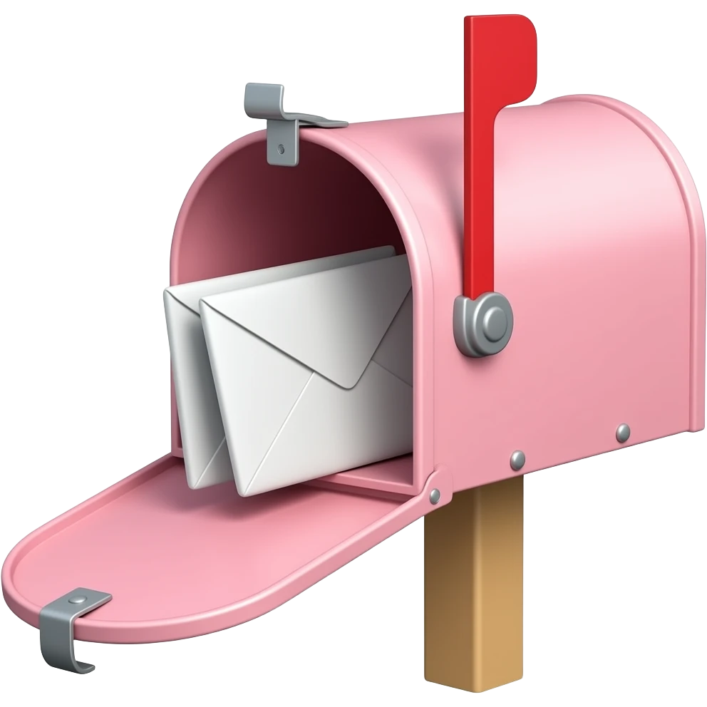 light pale pink mailbox with envelopes and not open not legs emoji