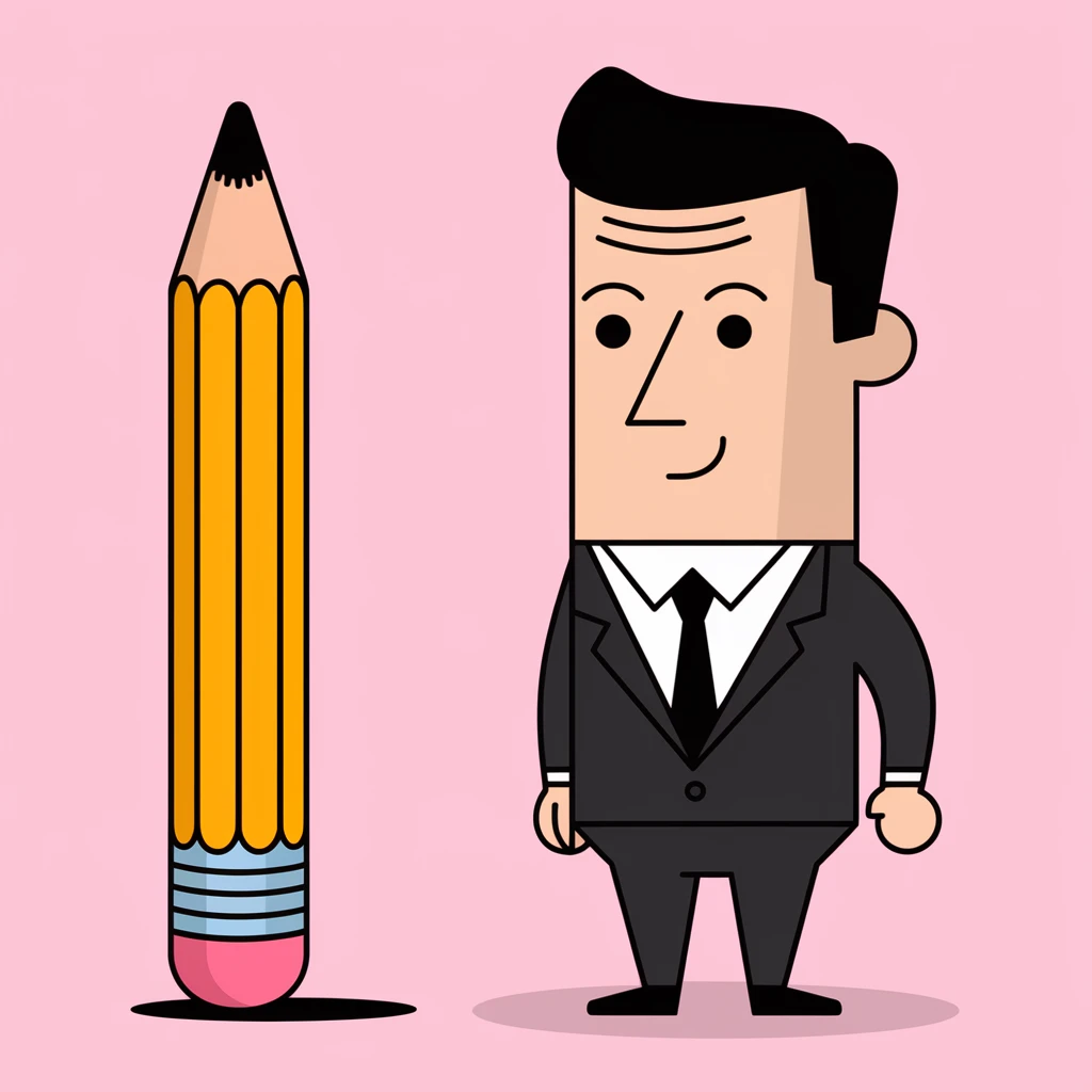 a very thin man next to a pencil emoji