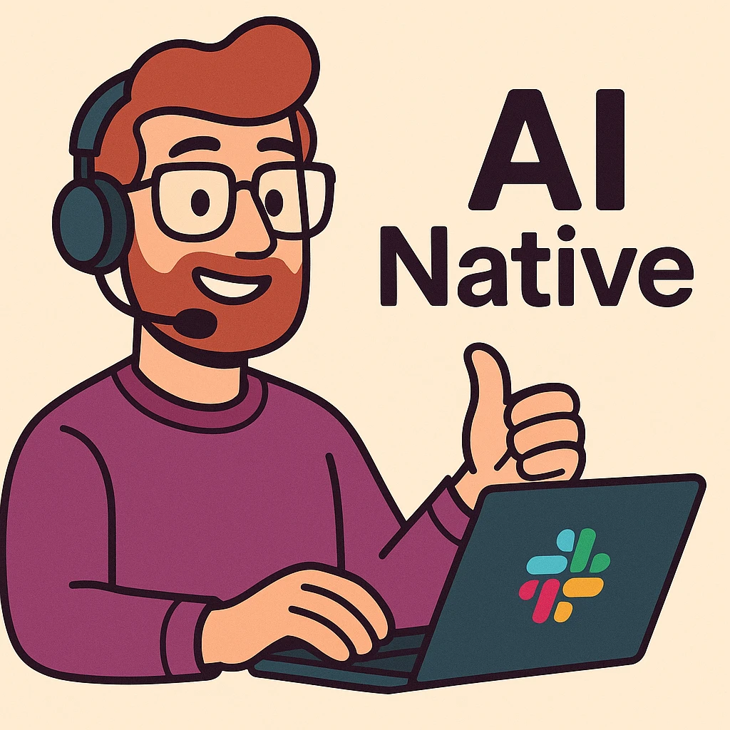 Slack logo aesthetic with 'AI Native' wording, friendly, approachable, using overlapping shapes and vibrant colors, modern tech vibe. emoji