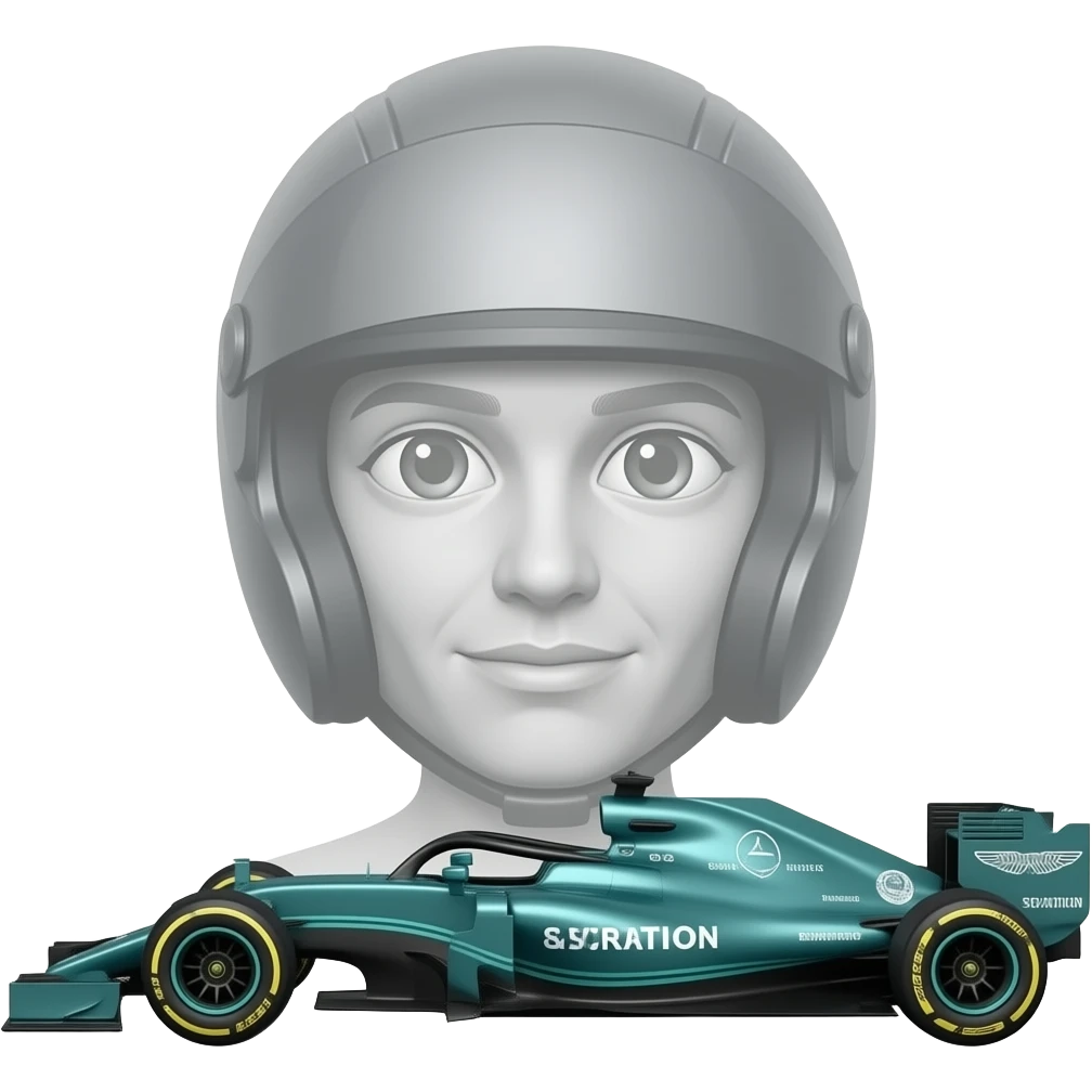 Aston Martin f1 car sideways with the driver in the car wearing a black helmet emoji