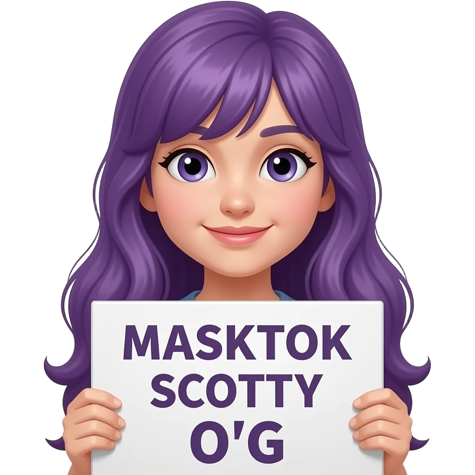 girl with long purple hair with a MASKTOK SCOTTY O'G sign emoji