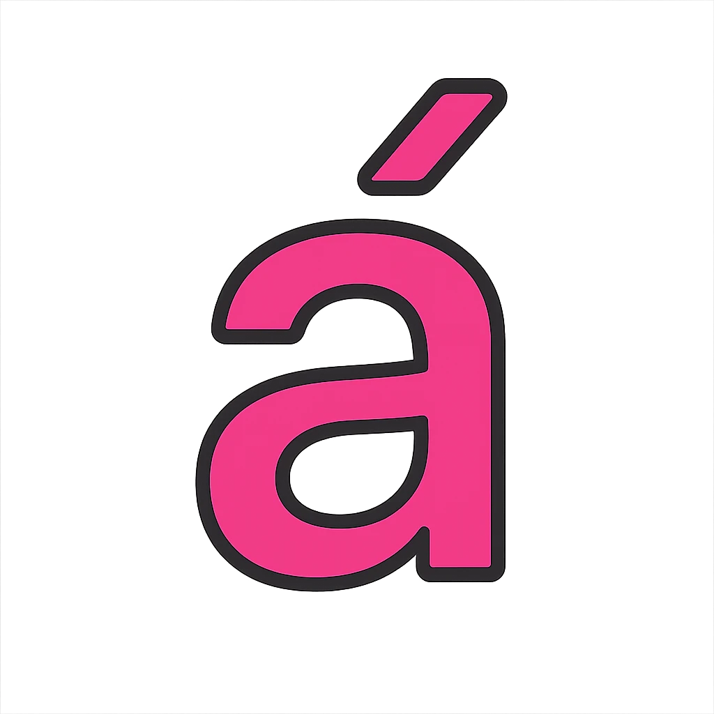 lowercase letter a with acute accent á, clear and legible, icon style emoji