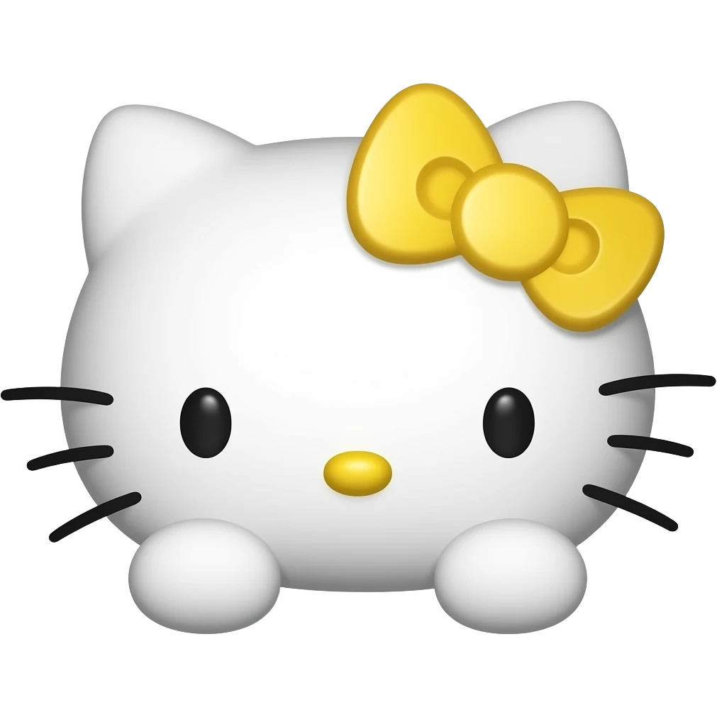 hello kitty head with two front paws and a yellow bow emoji